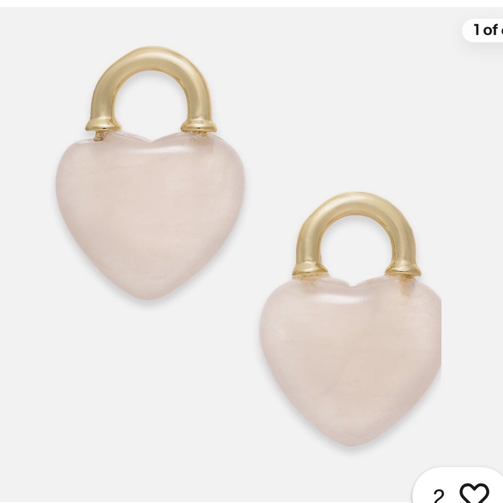 Kate Spade gold tone pink stone heart earrings